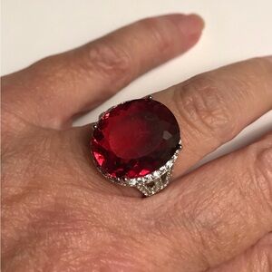 Garnet Stamped 925 Sterling Silver Ring